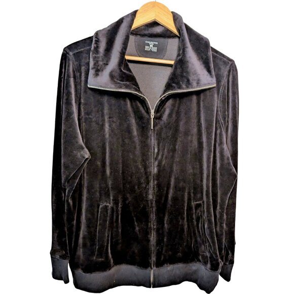 Jones New York Sport Black Velour Zip Jacket | Excellent Condition, Size 2X - Picture 1 of 14
